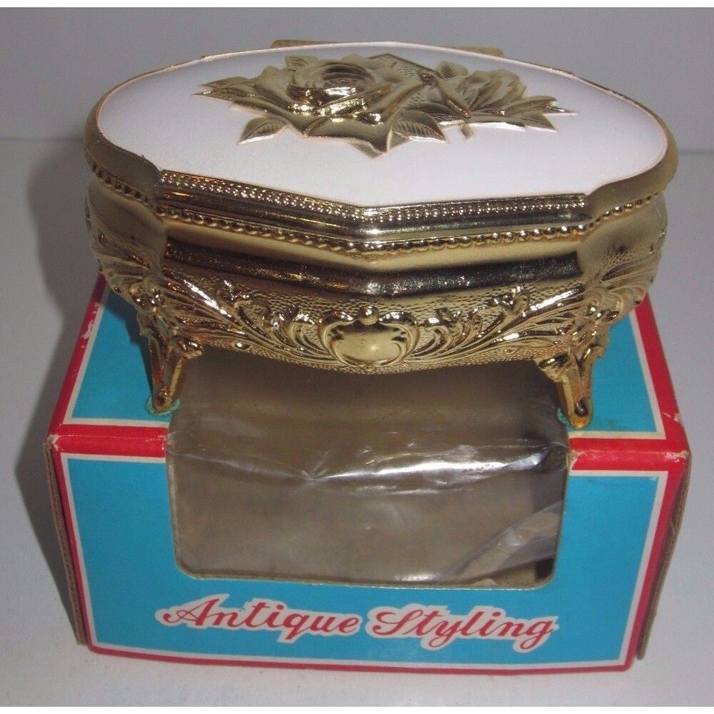 Vintage Antimony Jewelry Box - Trinket - Antique Styling - With Original Box